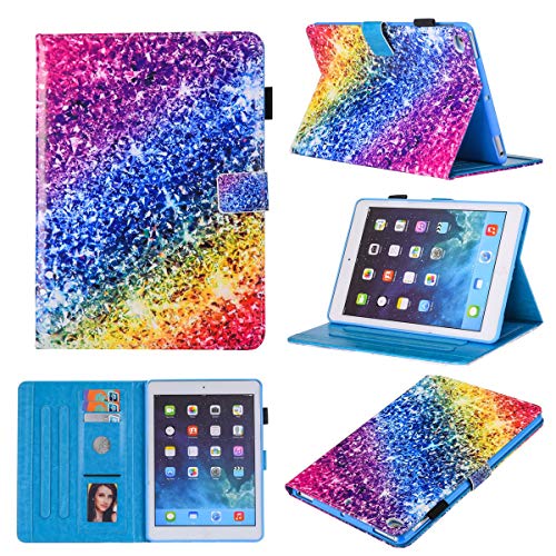 Chgdss Schutzhülle für iPad Mini 5. 2019 / iPad Mini1234 (7,9 Zoll), PU-Leder, Smart Cover mit Standfunktion, Smart Cove Auto Wake/Sleep für iPad Mini 1/2/3/4/5, bunte Diamanten von Chgdss