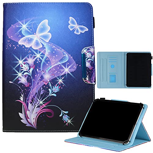 Chgdss Universal-Schutzhülle für 24,1 - 26,7 cm (9,5 10,5 Zoll) Tablets, PU-Leder, Cartoon-Ständer, mehrere Kartenfächer, alle 24,5 iPads, Android Windows Dreamy Butterfly von Chgdss