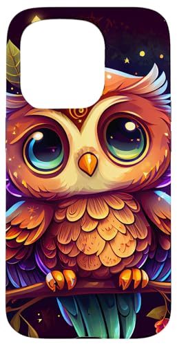 Hülle für iPhone 15 Pro Süße Eule im Chibi-Stil mit himmlischen Elementen von Chibi Owl Merch
