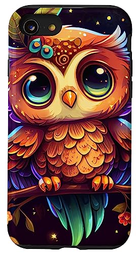 Hülle für iPhone SE (2020) / 7 / 8 Süße Eule im Chibi-Stil mit himmlischen Elementen von Chibi Owl Merch