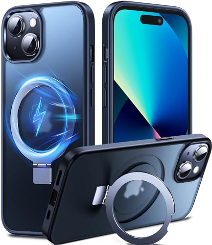 Chicfun 3-in-1 MagStänder für iPhone 13 Hülle, iPhone 14 Hülle für MagSafe, [Nr. 1 Magnetkraft+Handlicher Ständer+Militär Stoßfest] Schutzhülle Handyhülle iPhone 13/14 Phone Case Cover Silikon Bumper von Chicfun