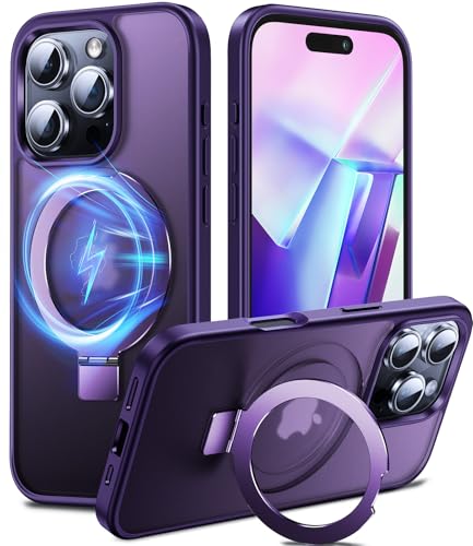Chicfun 3-in-1 MagStänder iPhone 16 Pro Max Hülle mit Ständer Ringhalter für MagSafe [Nr. 1 Magnetkraft+Ständer Ring+Militär Stoßfest] Schutzhülle Handyhülle iPhone 16 Pro Max Phone Case Violett von Chicfun