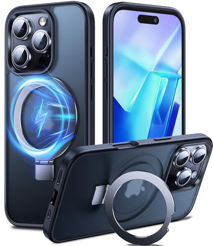 Chicfun 3-in-1 MagStänder iPhone 16 Pro Max Hülle mit Ständer Ringhalter für MagSafe [Nr. 1 Magnetkraft+Ständer Ring+Militär Stoßfest] Schutzhülle Handyhülle iPhone 16 Pro Max Phone Case Schwarz von Chicfun