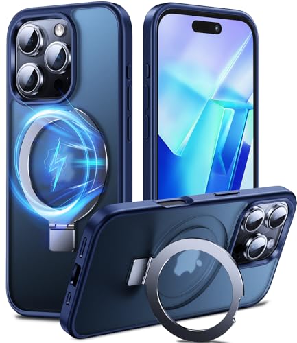 Chicfun 3-in-1 MagStänder iPhone 16 Pro Max Hülle mit Ständer Ringhalter für MagSafe [Nr. 1 Magnetkraft+Ständer Ring+Militär Stoßfest] Schutzhülle Handyhülle iPhone 16 Pro Max Phone Case Blau von Chicfun
