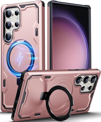 Chicfun Armour Defense für Samsung Galaxy S23 Ultra Hülle für Magsafe mit Magnet Ständer Ringhalter [360° Robust, NR.1 Militärisch Stoßfest] Handyhülle Samsung S23 Ultra 5g Case Cover Panzerhülle von Chicfun