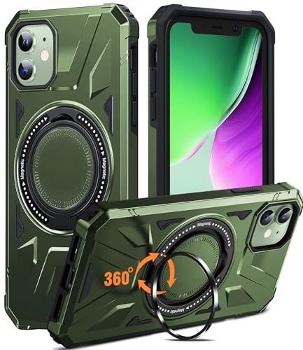 Chicfun Armour Warrior für iPhone 11 Hülle mit 360°Drehung Ständer Ringhalter [360° Robust, NR.1 Militärisch Stoßfest] Handyhülle iPhone 11 Schutzhülle iPhone 11 Case Cover Panzerhülle Grün von Chicfun