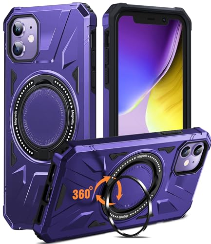Chicfun Armour Warrior für iPhone 11 Hülle mit 360°Drehung Ständer Ringhalter [360° Robust NR.1 Militärisch Stoßfest] Handyhülle iPhone 11 Schutzhülle iPhone 11 Case Cover Panzerhülle Violett von Chicfun