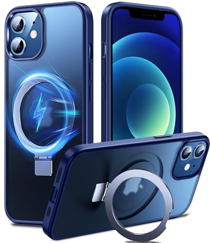 Chicfun Magnetisch Ständer für iPhone 12 Hülle für MagSafe [Nr.1Magnetkraft+Handlicher Ständer+Militär Stoßfest] Schutzhülle Handyhülle iPhone 12 Pro Case Cover Silikon Bumper Blau von Chicfun