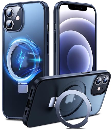 Chicfun Magnetisch Ständer für iPhone 12 Hülle für MagSafe [Nr.1Magnetkraft+Handlicher Ständer+Militär Stoßfest] Schutzhülle Handyhülle iPhone 12 Pro Case Cover Silikon Bumper Blau von Chicfun