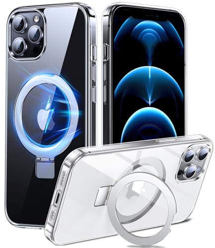 Chicfun Magnetisch Ständer für iPhone 12 Pro Max Hülle MagSafe [Nr.1Magnetkraft+Handlicher Ständer+Militär Stoßfest] Schutzhülle iPhone 12 Pro Max Case Cover Silikon Bumper Durchsichtig von Chicfun