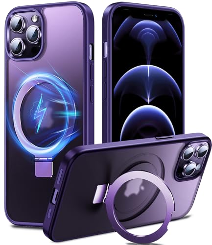 Chicfun Magnetisch Ständer für iPhone 12 Pro Max Hülle für MagSafe [Nr.1Magnetkraft+Handlicher Ständer+Militär Stoßfest] Schutzhülle Handyhülle iPhone 12 Pro Max Case Cover Silikon Bumper Violett von Chicfun