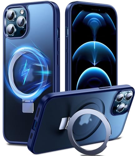 Chicfun Magnetisch Ständer für iPhone 12 Pro Max Hülle für MagSafe [Nr.1Magnetkraft+Handlicher Ständer+Militär Stoßfest] Schutzhülle Handyhülle iPhone 12 Pro Max Case Cover Silikon Bumper Blau von Chicfun
