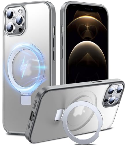 Chicfun Magnetisch Ständer für iPhone 12 Pro Max Hülle für MagSafe [Nr.1Magnetkraft+Handlicher Ständer+Militär Stoßfest] Schutzhülle Handyhülle iPhone 12 Pro Max Case Cover Silikon Bumper Grau von Chicfun