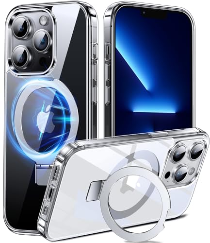 Chicfun Magnetisch Ständer für iPhone 13 Pro Max Hülle MagSafe [Nr.1Magnetkraft+Handlicher Ständer+Militär Stoßfest] Schutzhülle iPhone 13 Pro Max Case Cover Silikon Bumper Durchsichtig von Chicfun