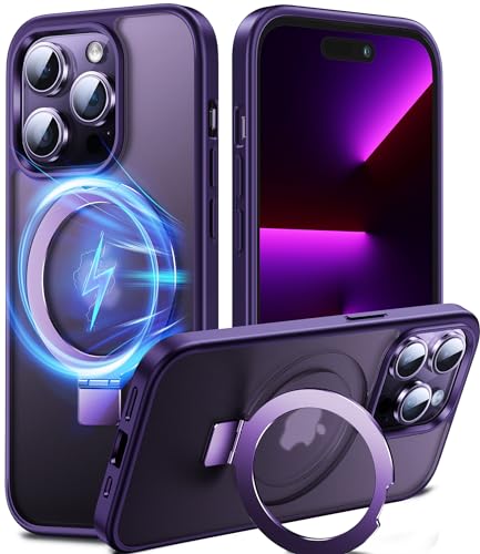 Chicfun Magnetisch Ständer für iPhone 13 Pro Max Hülle für MagSafe [Nr.1Magnetkraft+Handlicher Ständer+Militär Stoßfest] Schutzhülle Handyhülle iPhone 13 Pro Max Case Cover Silikon Bumper Violett von Chicfun