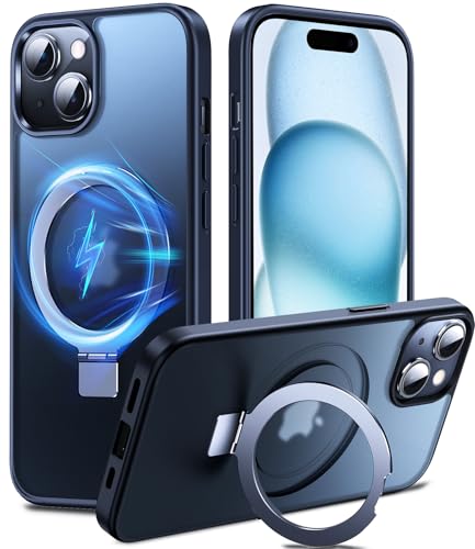 Chicfun Magnetisch Ständer für iPhone 15 Hülle für MagSafe [Nr. 1 Magnetkraft+Handlicher Ständer+Militär Stoßfest] Schutzhülle Handyhülle iPhone 15 Phone Case Cover Silikon Bumper Handyhüllen von Chicfun