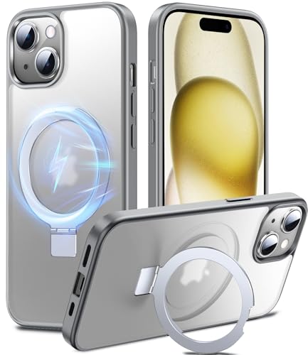 Chicfun Magnetisch Ständer für iPhone 15 Hülle für MagSafe [Nr. 1 Magnetkraft+Handlicher Ständer+Militär Stoßfest] Schutzhülle Handyhülle iPhone 15 Phone Case Cover Silikon Bumper Handyhüllen von Chicfun