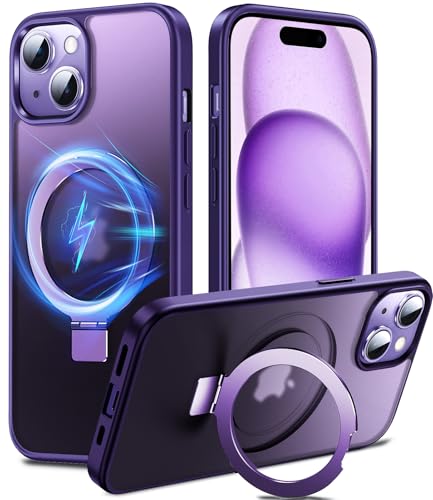 Chicfun Magnetisch Ständer für iPhone 15 Hülle für MagSafe [Nr. 1 Magnetkraft+Handlicher Ständer+Militär Stoßfest] Schutzhülle Handyhülle iPhone 15 Phone Case Cover Silikon Bumper Handyhüllen von Chicfun