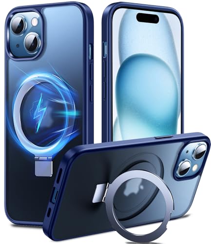 Chicfun Magnetisch Ständer für iPhone 15 Hülle für MagSafe [Nr. 1 Magnetkraft+Handlicher Ständer+Militär Stoßfest] Schutzhülle Handyhülle iPhone 15 Phone Case Cover Silikon Bumper Handyhüllen von Chicfun