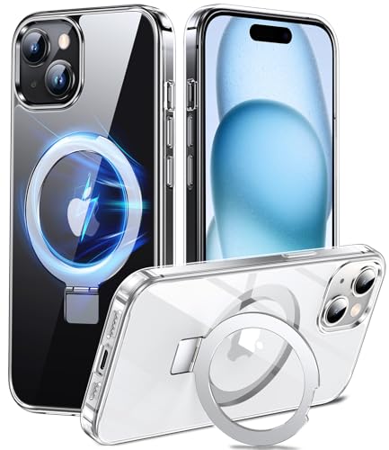 Chicfun Magnetisch Ständer für iPhone 15 Hülle für MagSafe [Nr. 1 Magnetkraft+Handlicher Ständer+Militär Stoßfest] Schutzhülle Handyhülle iPhone 15 Phone Case Cover Silikon Bumper Handyhüllen von Chicfun