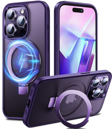 Chicfun Magnetisch Ständer für iPhone 15 Pro Max Hülle für MagSafe [Nr.1Magnetkraft+Handlicher Ständer+Militär Stoßfest] Schutzhülle Handyhülle iPhone 15 Pro Max Case Cover Silikon Bumper Violett von Chicfun