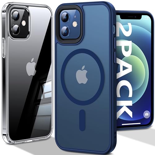 Chicfun [Nr.1 Stark Magnetisch für iPhone 12/12 Pro Hülle für MagSafe [Nr.1 Schutzkraft und Magnetkraft] [Militärisch Stoßfest] Handyhülle iPhone 12/12 Case Schutzhülle Silikon Matt Cover Blau von Chicfun