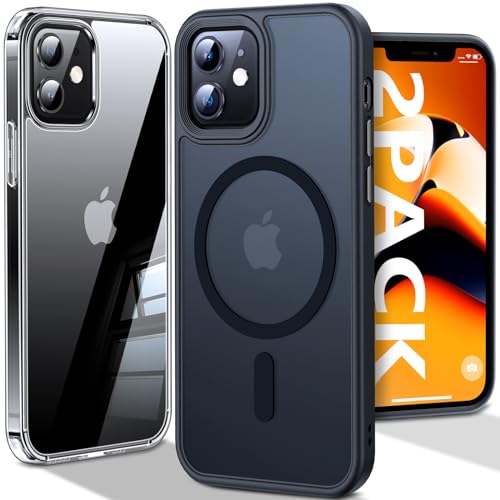 Chicfun [Nr.1 Stark Magnetisch für iPhone 12/12 Pro Hülle für MagSafe [Nr.1 Schutzkraft und Magnetkraft] [Militärisch Stoßfest] Handyhülle iPhone 12/12 Case Schutzhülle Silikon Matt Cover Schwarz von Chicfun