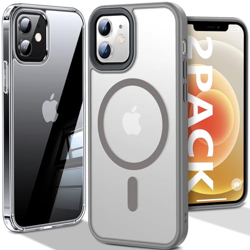 Chicfun [Nr.1 Stark Magnetisch für iPhone 12/12 Pro Hülle für MagSafe [Nr.1 Schutzkraft und Magnetkraft] [Militärisch Stoßfest] Handyhülle iPhone 12/12 Case Schutzhülle Silikon Matt Cover Titan von Chicfun