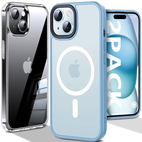 Chicfun [Nr.1 Stark Magnetisch für iPhone 15 Hülle für MagSafe [Nr.1 Schutzkraft und Magnetkraft] [15FT Militärisch Stoßfest] Handyhülle iPhone 15 Case Schutzhülle Silikon Matt Cover Blau von Chicfun