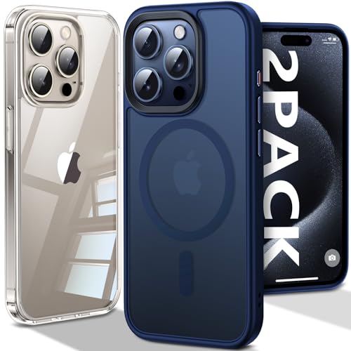 Chicfun [Nr.1 Stark Magnetisch für iPhone 15 Pro Hülle für MagSafe [Nr.1 Schutzkraft und Magnetkraft] [15FT Militärisch Stoßfest] Handyhülle iPhone 15 Pro Case Schutzhülle Silikon Matt Cover Blau von Chicfun