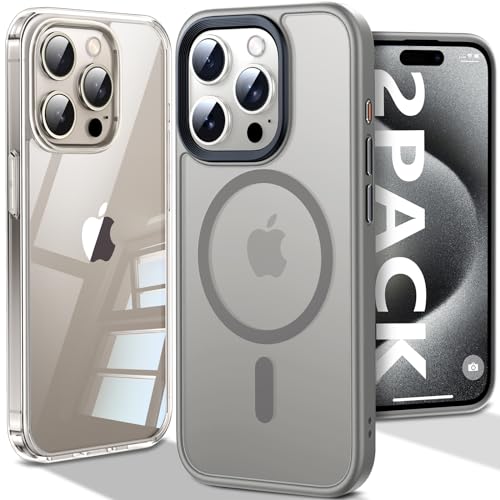 Chicfun [Nr.1 Stark Magnetisch für iPhone 15 Pro Max Hülle für MagSafe [Nr.1 Schutzkraft und Magnetkraft] [15FT Militärisch Stoßfest] Handyhülle 15 Pro Max Case Schutzhülle Silikon Matt Cover Titan von Chicfun
