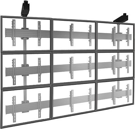 CHIEF - 3x3 Videowall Deckenhalterungssystem (42-46), Mikrojustierbar, Breite x 100 bis 400, max. Displayhöhe 686mm, 38,5Kg á Display, schwarz - Deckenplatte sowie Säule müssen separat bestellt werden (LCM3X3U) von Chief