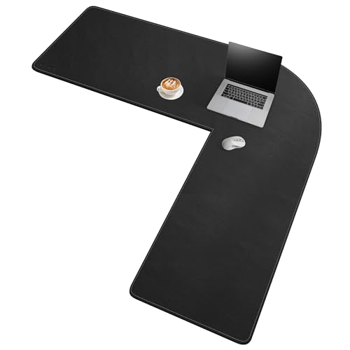 Chihein L-förmige Schreibtischunterlage, doppelseitig, Eck-Schreibtischunterlage (145 cm + 145 cm) x 50 cm, Computer-Büro-Mauspad, Schreibtischunterlage für Heimbüro, Schwarz, CHL-145-08 von Chihein