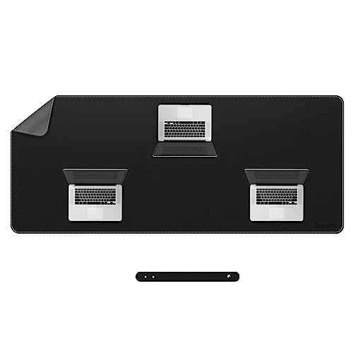 Chihein PU-Leder Schreibtischunterlage 160 x 70cm, Doppelseitiges Schreibtischunterlage filz, Laptop Schreibtischmatte wasserdichtes für Büro und Zuhause (Grau/Schwarz) von Chihein
