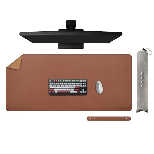 Chihein Schreibtischunterlage Kork und PU-Leder 100 x 50cm, Doppelseitiges Schreibtischunterlage filz, Laptop Schreibtischmatte wasserdichtes für Büro und Zuhause (Braun/Kork) von Chihein