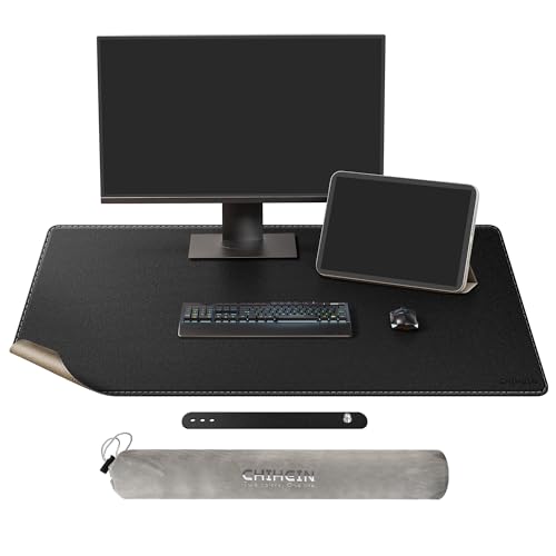Chihein 110x60cm 3XL Schreibtischmatte mit Kork und Kunstleder, beidseitig nutzbare Schreibtischunterlage, wasserdichte Computer-Mausmatte für Büro, Gaming und Zuhause (Schwarz) von Chihein