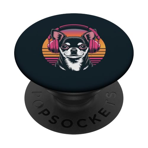 Chihuahua Kopfhörer Retro Chihuahua PopSockets Klebender PopGrip Chihuahua Kopfhörer Retro Chihuahua PopSockets Klebender PopGrip von Chihuahua Lover Gifts & Tees
