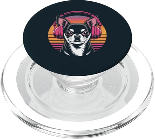 Chihuahua Kopfhörer Retro Chihuahua PopSockets PopGrip für MagSafe Chihuahua Kopfhörer Retro Chihuahua PopSockets PopGrip für MagSafe von Chihuahua Lover Gifts & Tees