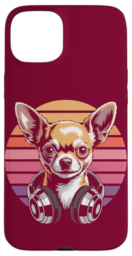 Retro Chihuahua Kopfhörer DJ Chihuahua Hülle für iPhone 15 Plus von Chihuahua Lover Gifts & Tees
