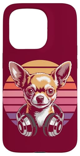 Retro Chihuahua Kopfhörer DJ Chihuahua Hülle für iPhone 15 Pro von Chihuahua Lover Gifts & Tees