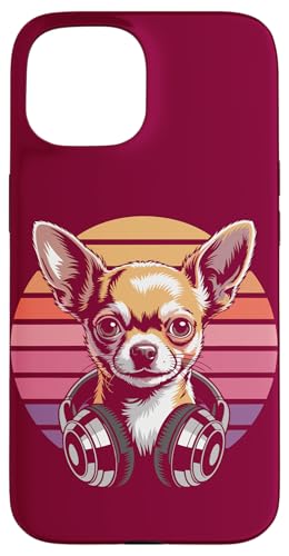 Retro Chihuahua Kopfhörer DJ Chihuahua Hülle für iPhone 15 von Chihuahua Lover Gifts & Tees