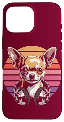 Retro Chihuahua Kopfhörer DJ Chihuahua Hülle für iPhone 16 Pro Max Retro Chihuahua Kopfhörer DJ Chihuahua Hülle für iPhone 16 Pro Max von Chihuahua Lover Gifts & Tees