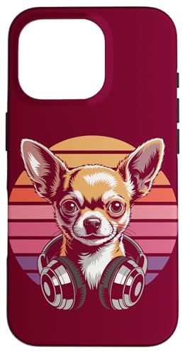 Retro Chihuahua Kopfhörer DJ Chihuahua Hülle für iPhone 16 Pro von Chihuahua Lover Gifts & Tees