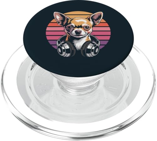 Retro Chihuahua Kopfhörer DJ Chihuahua PopSockets PopGrip für MagSafe Retro Chihuahua Kopfhörer DJ Chihuahua PopSockets PopGrip für MagSafe von Chihuahua Lover Gifts & Tees