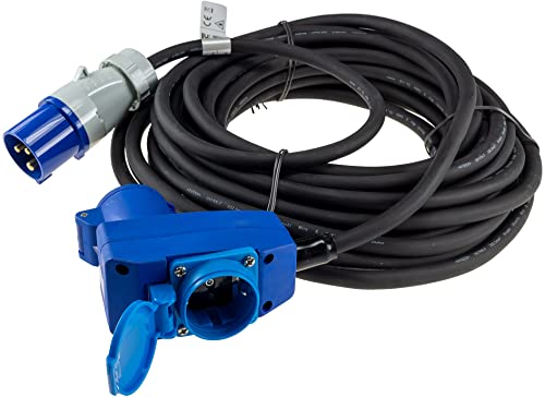 CEE Kabel Verlängerungskabel 15Meter IP44 Stecker Winkelkupplung mit Schutzdeckel 230V I H07RNF 3G2,5 Zwischenstecker mit Steckdose für Wohnwagen Camping Caravan Wohnmobil Boot von ChiliTec