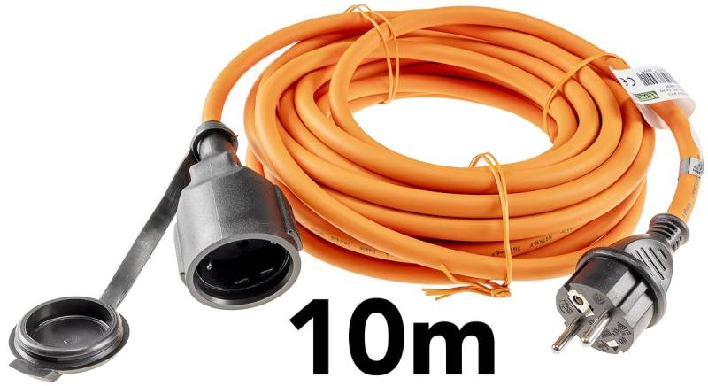CHILITEC Gummi Schutzkontaktverlängerung, IP44, 10 m, orange von ChiliTec