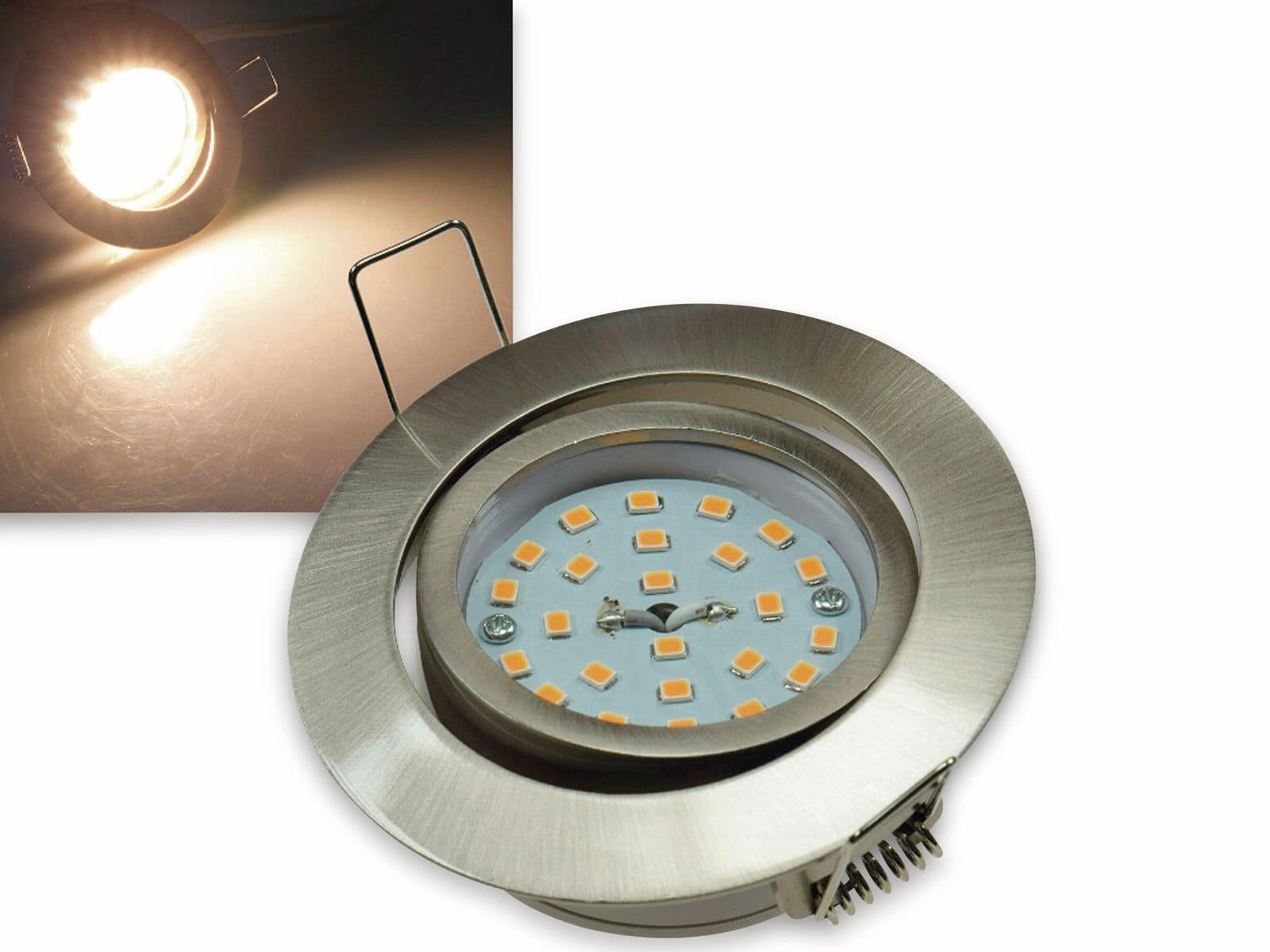 CHILITEC LED-Einbauleuchte "Flat-32" EEK F, 5 W, 420 lm, 2900 K, Edelstahl, dimmbar von ChiliTec