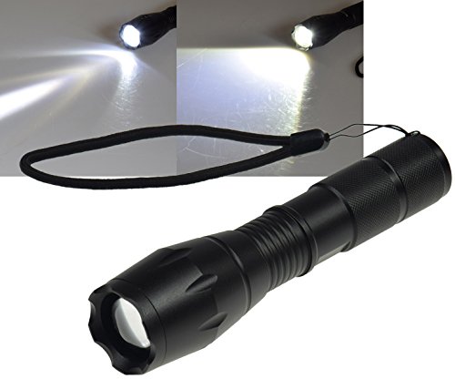 ChiliTec LED Fokus Taschenlampe Zoom 350 Lumen Camping Outdoor Einstellbarer Taktisch 136x37mm schwarz (1 Stück, 10W) von ChiliTec