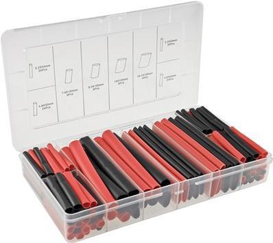 ChiliTec Schrumpfschlauch-Set 142-teilig klebend schwarz/rot Schrumpfrate 3:1 (22907) von ChiliTec