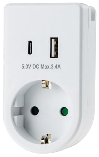 ChiliTec Steckdose Adapter USB-C USB-A Zwischenstecker 230V Schutzkontaktsteckdose mit 5V USB Lade Adapter 3,4A Weiß, 23783 ChiliTec Steckdose Adapter USB-C USB-A Zwischenstecker 230V Schutzkontaktsteckdose mit 5V USB Lade Adapter 3,4A Weiß, 23783 von ChiliTec